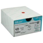C0764132 Silkam Suture 16mm 75cm Black 4/0 3/8 Circle Cutting Needle x36