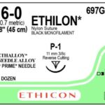 Ethilon Curved Reverse Cutting 6/0 xBo of 12