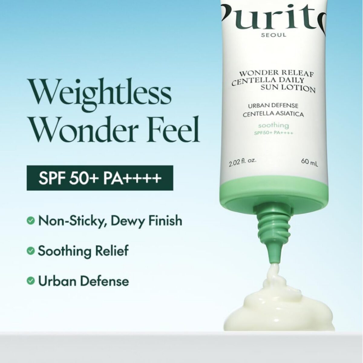 Purito Wonder Releaf Centella Daily Sun Lotion PA++++ SPF50+ 60ml - Image 3