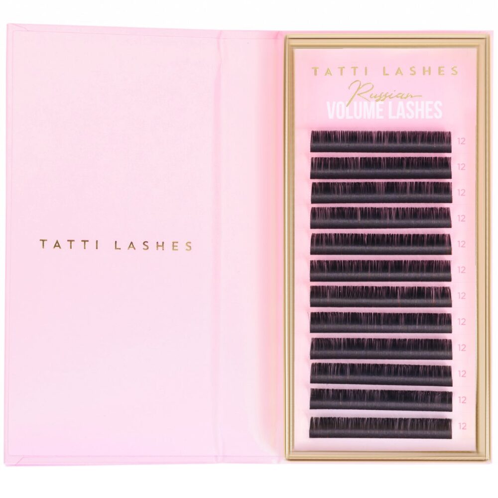 16607-1.jpg Tatti Lashes 12mm D Curl 0.03 Russian Volume Individual Lashes Black - Image 1
