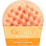 Bomb Cosmetics Mango Sorbet Triple Butter Gelato Body Buffer Shower Sponge
