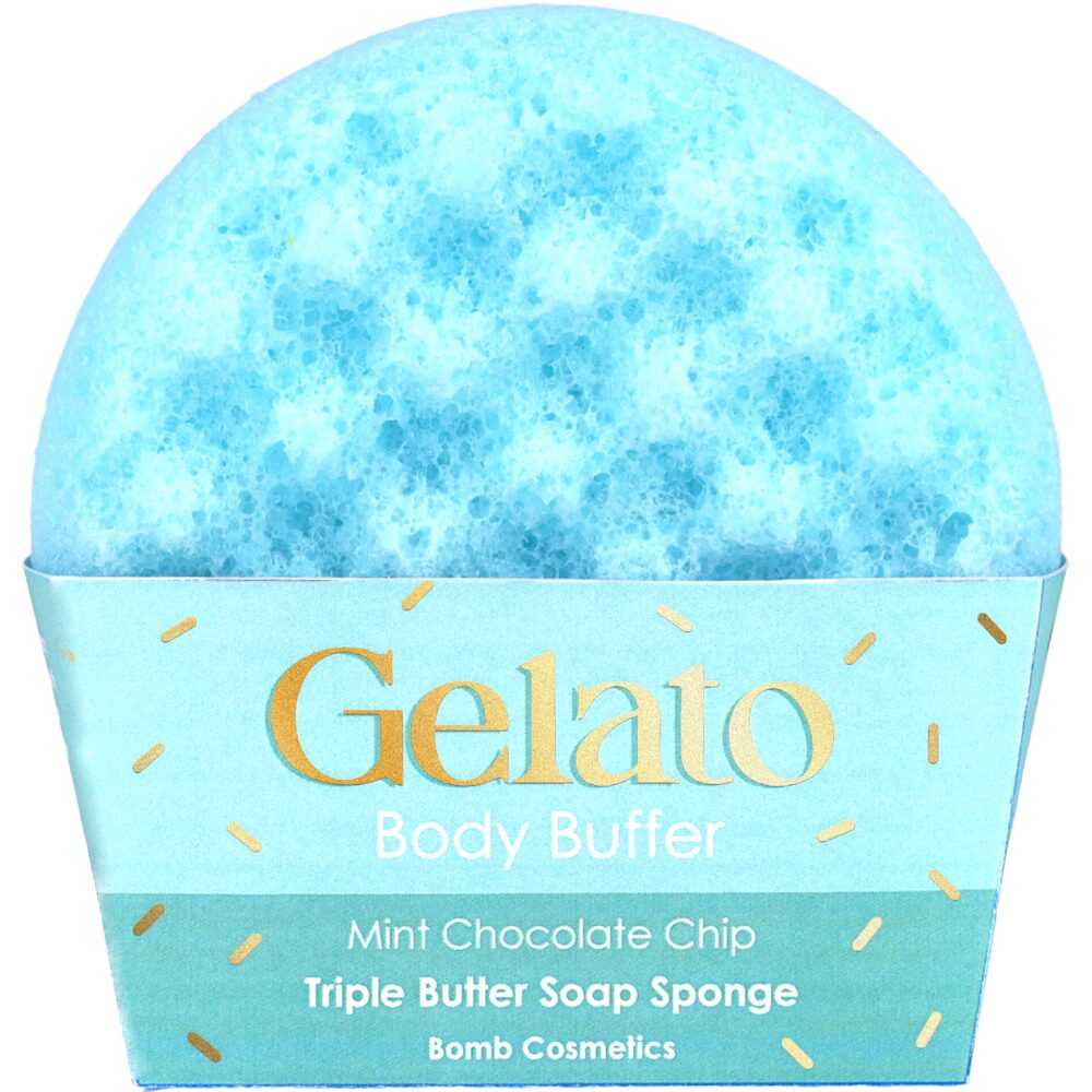 47301-1.jpg Bomb Cosmetics Mint Chocolate Chip Triple Butter Gelato Body Buffer Shower Sponge - Image 1