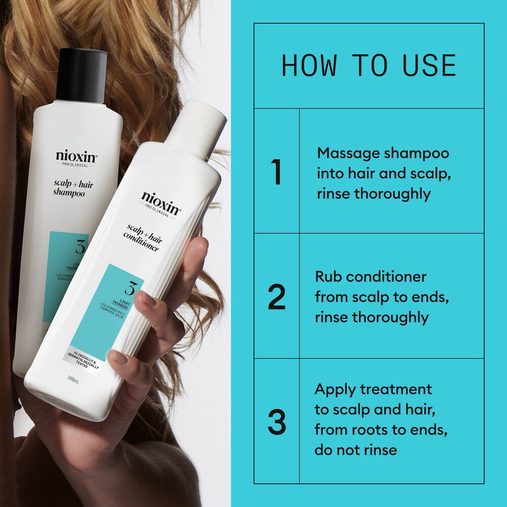 81274202_4_1d0c8135-eef2-44cd-b905-779c268829c4.jpg Nioxin System 3 Hair Starter Kit for Coloured Hair with Light Thinning - Image 1