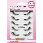 Salon System 3/4 Length Wispy Volume Strip Lashes Black 022 5 Pack - Image 3
