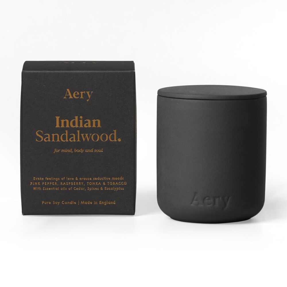 AERY0010-1.jpg Aery Indian Sandalwood Scented Clay Jar Candle 280g - Image 1