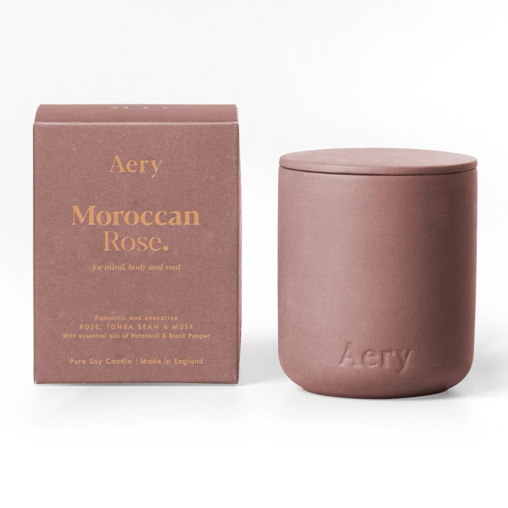AERY0011-1.jpg Aery Moroccan Rose Scented Clay Jar Candle 280g - Image 1