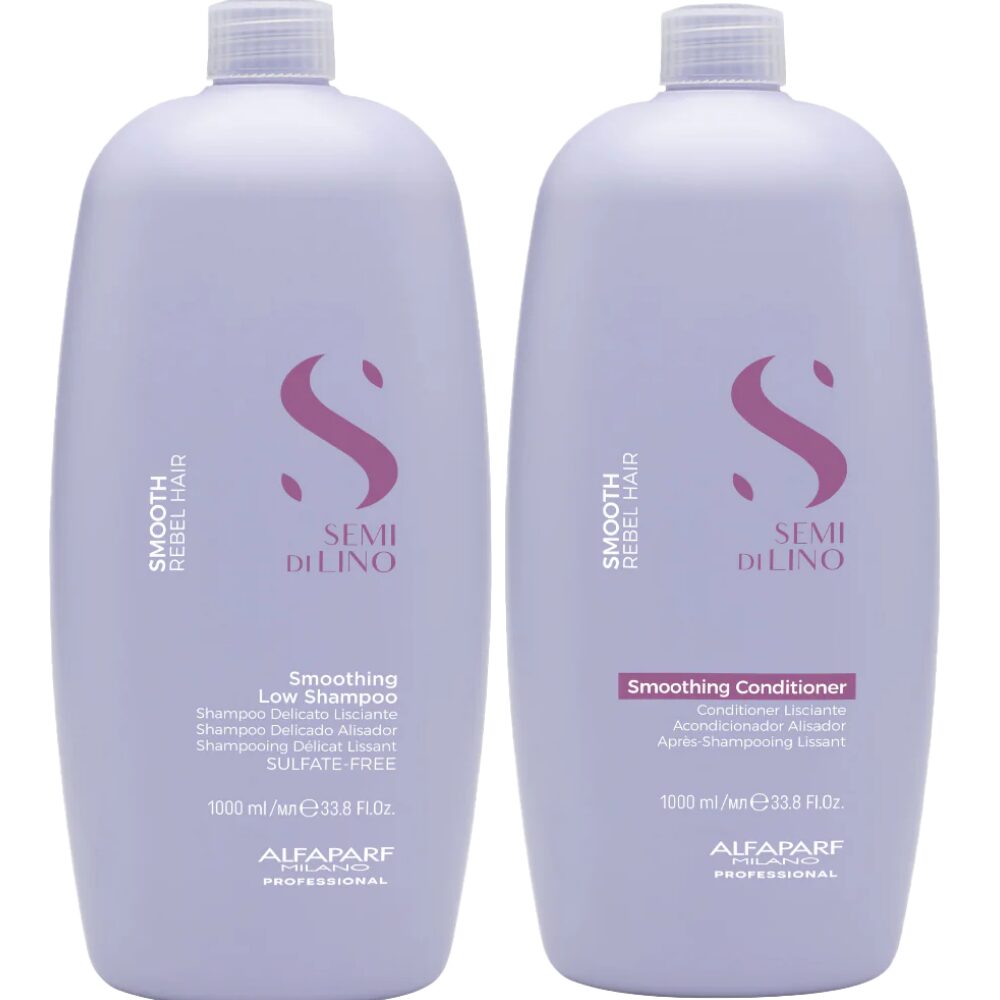 APSDLSLCLG-1.jpg Alfaparf Milano Semi Di Lino Smoothing Low Shampoo & Conditioner Twin 2 x 1000ml - Image 1