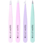 Brushworks HD 4 Piece Combination Tweezer Set Pastel