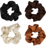 Brushworks Nude Satin Scrunchies Pack of 4 - Image 4