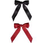 Brushworks Red & Black Satin Hair Bow Duo - Image 6