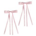 Brushworks Pink Satin Hair Bow Duo - Image 3