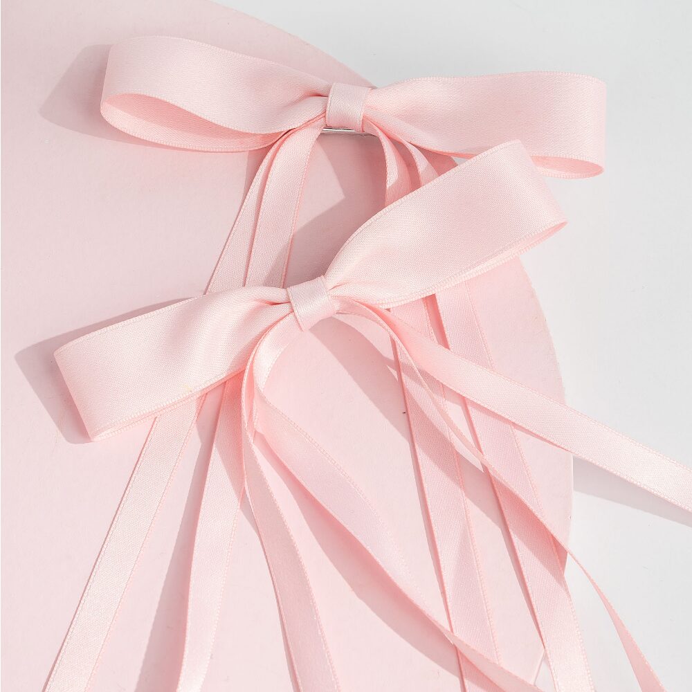 BRW0138-3.jpg Brushworks Pink Satin Hair Bow Duo - Image 1