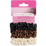 Brushworks Assorted Skinny Satin Scrunchies Pack of 6 - Image 2