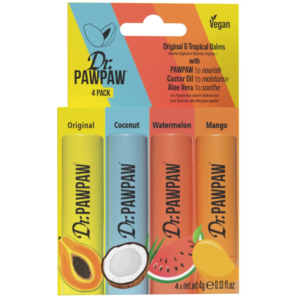 DRP0027-1.jpg Dr. PawPaw Original & Tropical Balms 4 x 4g - Image 1