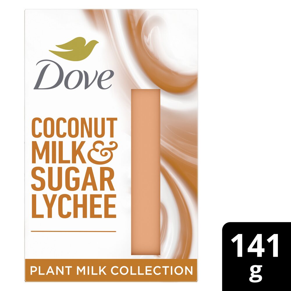 DVE0138-1.jpg Dove Coconut Milk & Sugar Lychee Plant Milk Cleansing Bar 141g - Image 1