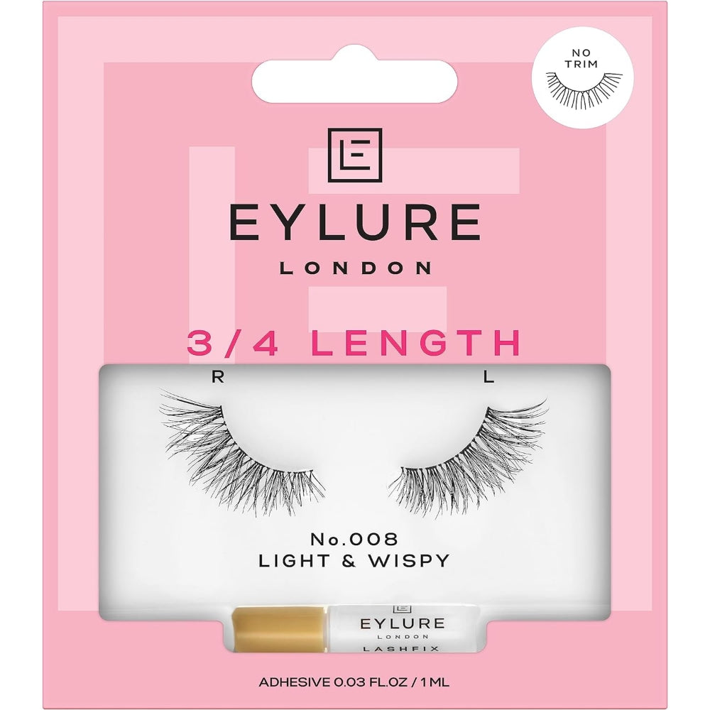 EY0064.jpg Eylure 3/4 Length 008 Light & Wispy Strip Lashes Black - Image 1