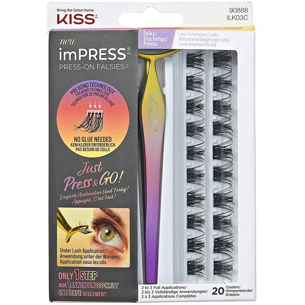 KISS0063.jpg Kiss Impress Press-On Falsies Individual Lashes Spiky Black 20 Cluster - Image 1