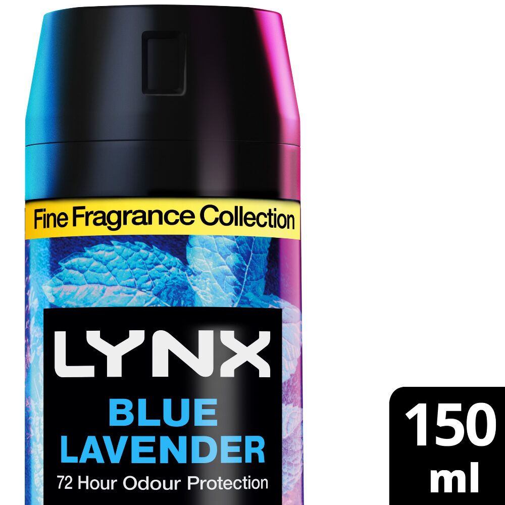 LYNX0040-1_5416a9c8-659e-421f-aed3-a2644c40b15e.jpg Lynx Fine Fragrance 72h Blue Lavender Mint & Amber Premium Deodorant Body Spray 150ml - Image 1