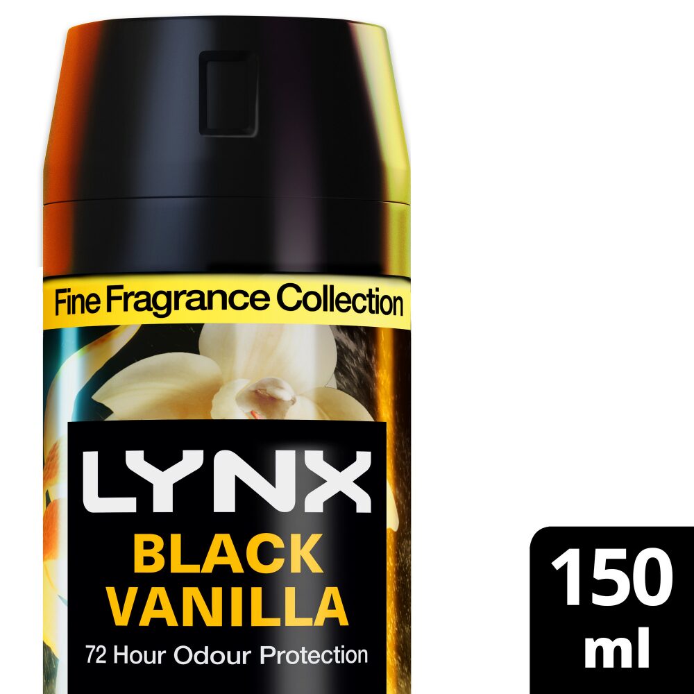 LYNX0044-1_7c80fbf7-b84e-4bc5-a685-983bb98ea67d.jpg Lynx Fine Fragrance 72h Black Vanilla Orange & Sandalwood Premium Deodorant Body Spray 150ml - Image 1