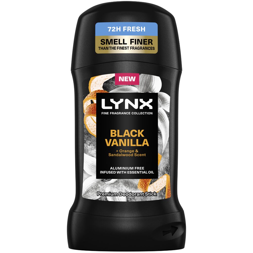 LYNX0068.jpg Lynx Fine Fragrance 72h Black Vanilla Orange & Sandalwood Premium Anti-Perspirant Deodorant Stick 50ml - Image 1