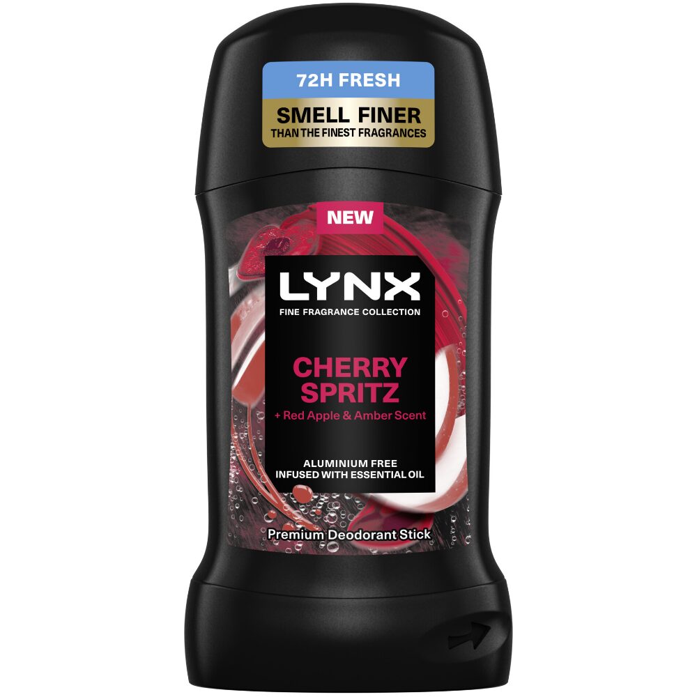 LYNX0070.jpg Lynx Fine Fragrance 72h Cherry Spritz Red Apple & Amber Premium Anti-Perspirant Deodorant Stick 50ml - Image 1