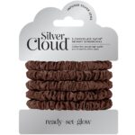 Silver Cloud Skinny Satin Scrunchies Chocolate Pack of 5 - Image 2