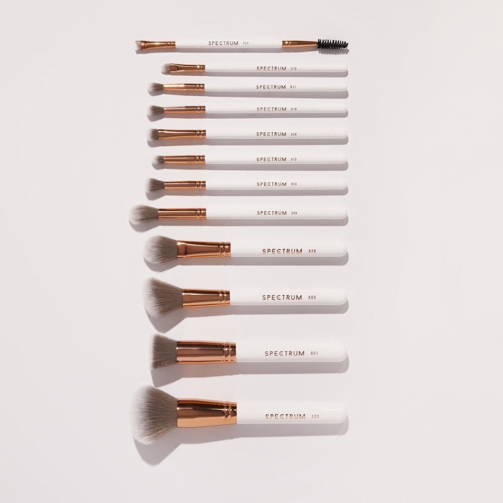SPEC0002-2.jpg Spectrum Collections 12 Piece White Marbleous Makeup Brush Set - Image 1