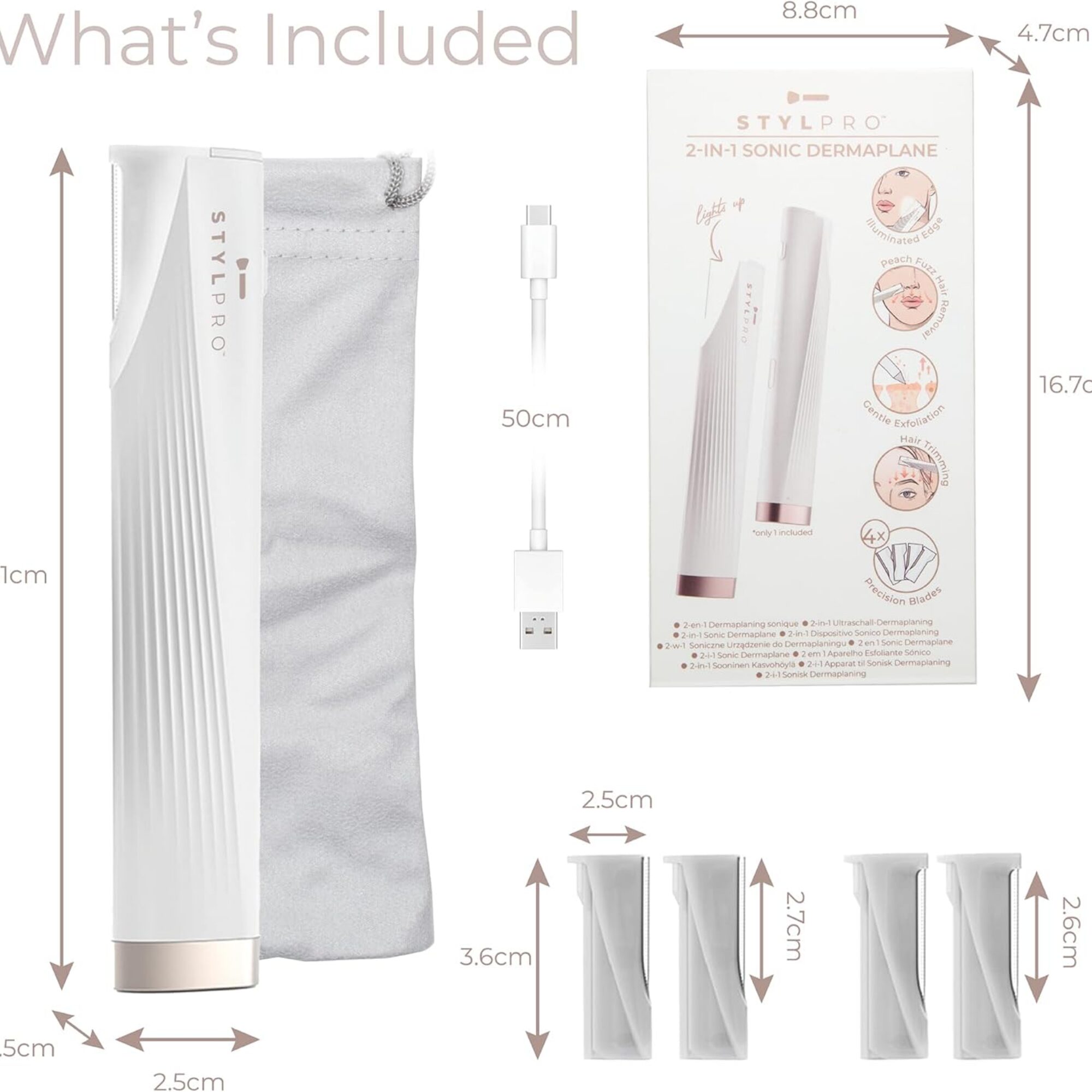 STYL0015-7.jpg StylPro 2-In-1 Light Up Sonic Dermaplane & Trimmer - Image 1