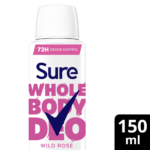 Sure Whole Body Deo 72h Wild Rose Deodorant Body Spray 150ml - Image 4