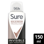 Sure Maximum Protection 96h Invisible Black & White Anti-Perspirant Deodorant Spray 150ml - Image 3