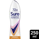 Sure Nonstop Protection 72h Energise Anti-Perspirant Deodorant Spray 250ml - Image 2