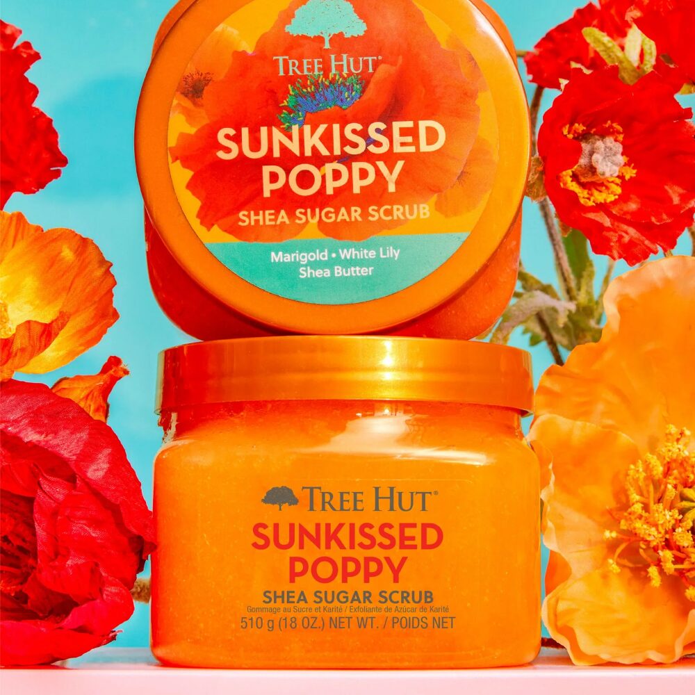 TREE0017-2.jpg Tree Hut Shea Sugar Scrub Sunkissed Poppy 510g - Image 1
