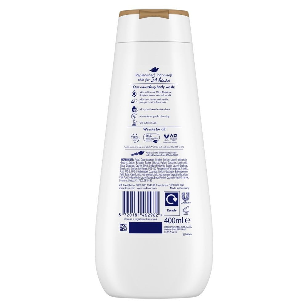 advanced-care-pampering-body-wash-with-shea-butter-vanilla-400ml-p37829-119523_image.jpg Dove Advanced Care Pampering Body Wash 400ml - Image 1