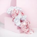 Brushworks Pink & White Satin Scrunchies Pack of 4 - Image 5