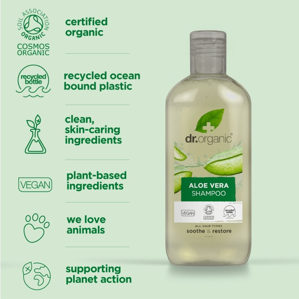 dr-organic-aloe-vera-shampoo-for-all-hair-types-265ml-p31777-87098_image.jpg Dr. Organic Aloe Vera Shampoo 265ml - Image 1