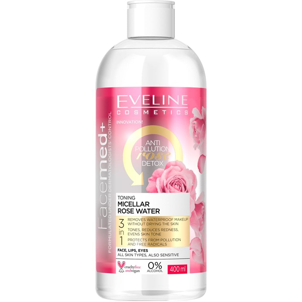 eveline-cosmetics-facemed-3-in-1-toning-micellar-rose-water-for-all-skin-types-400ml-p18878-38311_image.jpg Eveline Cosmetics FaceMed+ 3 in 1 Toning Micellar Rose Water 400ml - Image 1