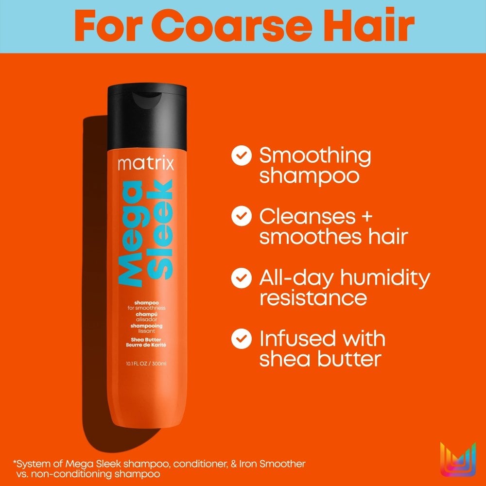 matrix-total-results-mega-sleek-shampoo-with-shea-butter-for-smoothness-300ml-p16881-104386_image.jpg Matrix Total Results Mega Sleek Shampoo 300ml - Image 1