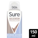 Sure Maximum Protection 96h Clean Scent Anti-Perspirant Deodorant Spray 150ml - Image 3