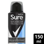 Sure Men Maximum Protection 96h Clean Scent Anti-Perspirant Deodorant Spray 150ml - Image 3