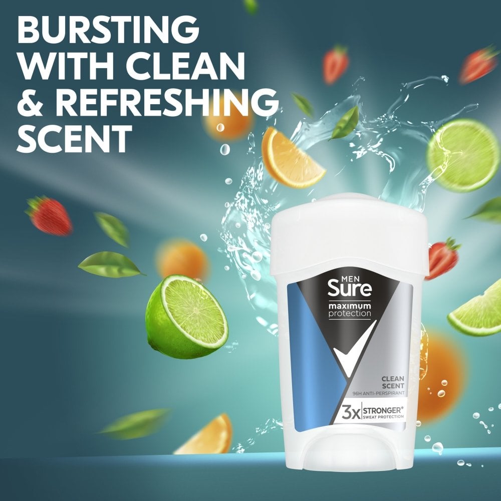men-maximum-protection-96h-clean-scent-anti-perspirant-deodorant-stick-150ml-p38609-123421_image.jpg Sure Men Maximum Protection 96h Clean Scent Anti-Perspirant Deodorant Stick 45ml - Image 1