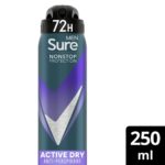 Sure Men Nonstop Protection 72h Active Dry Anti-Perspirant Deodorant Spray 250ml - Image 7