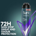 Sure Men Nonstop Protection 72h Active Dry Anti-Perspirant Deodorant Spray 250ml - Image 3