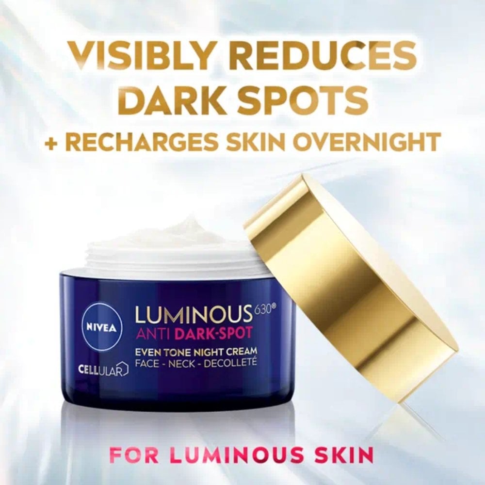 nivea-cellular-luminous-630-anti-dark-spot-even-tone-night-cream-50ml-p26090-90946_image.jpg Nivea Cellular Luminous 630 Anti-Dark Spot Even Tone Night Cream 50ml - Image 1