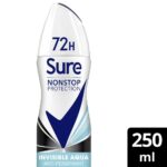 Sure Nonstop Protection 72h Invisible Aqua Anti-Perspirant Deodorant Spray 250ml - Image 4