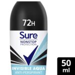 Sure Nonstop Protection 72h Invisible Aqua Anti-Perspirant Deodorant Roll-On 50ml - Image 6