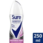 Sure Nonstop Protection 72h Invisible Pure Anti-Perspirant Deodorant Spray 250ml - Image 2