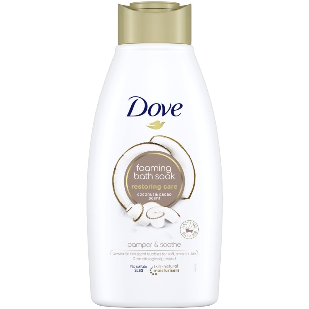 restoring-care-foaming-bath-soak-coconut-cacao-450ml-p38454-123096_image.jpg Dove Restoring Care Foaming Bath Soak Coconut & Cacao 450ml - Image 1