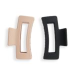 Revolution Haircare Rectangle Matte Claw Hair Clips Nude/Black Pack of 2 - Image 2