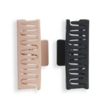 Revolution Haircare Rectangle Matte Claw Hair Clips Nude/Black Pack of 2 - Image 3