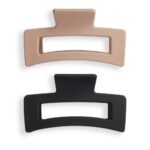 Revolution Haircare Rectangle Matte Claw Hair Clips Nude/Black Pack of 2